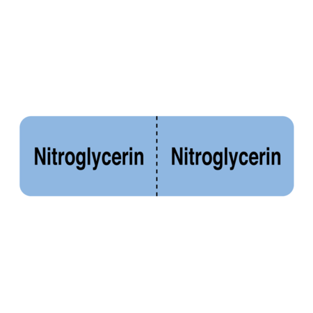 Nevs IV Drug Line Label - Nitroglyercin/Nitroglyercin 7/8" x3" Blue w/Black N-2485